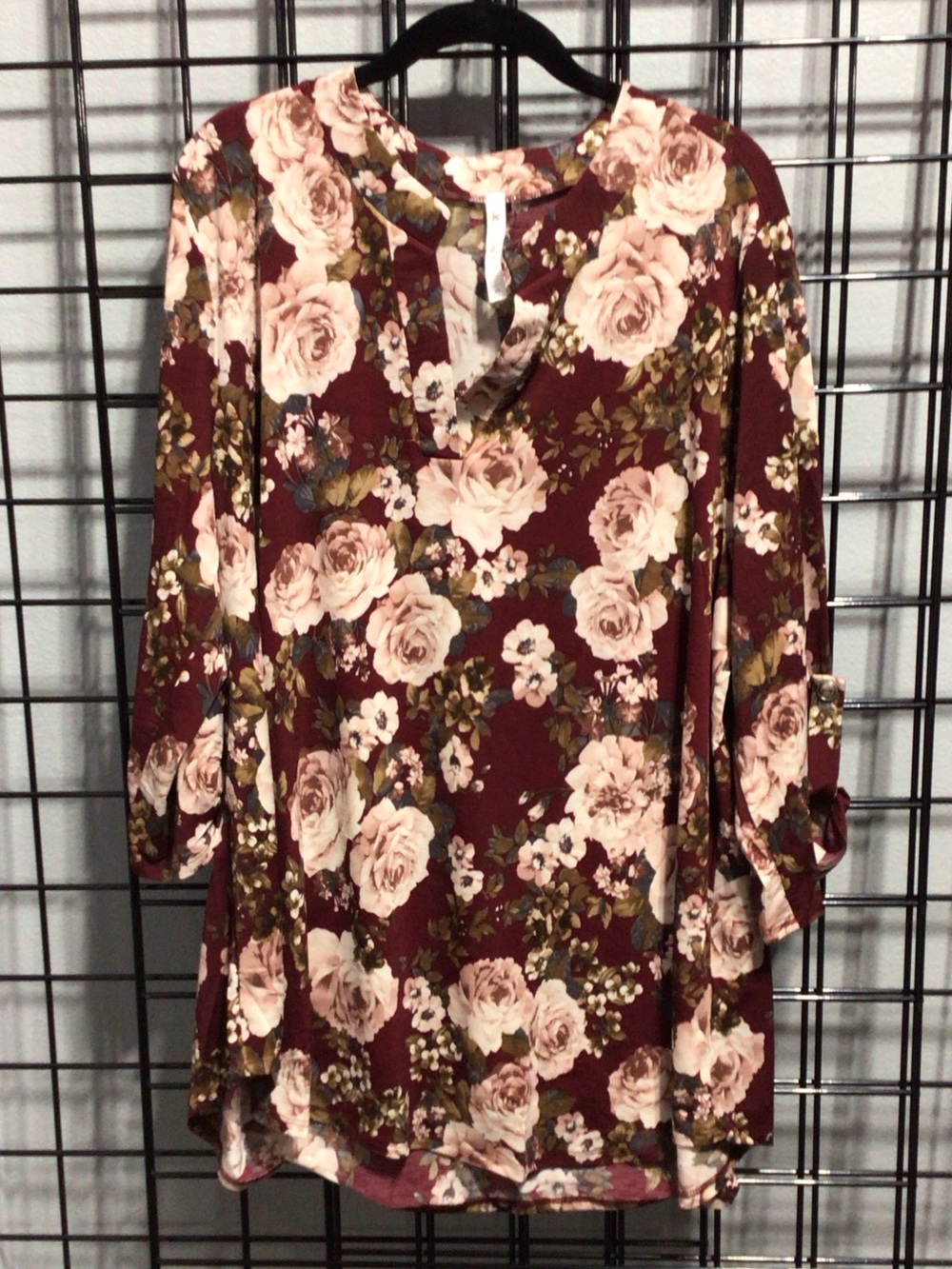 Floral V-Neck Tunic Top in Burgundy and Blush
